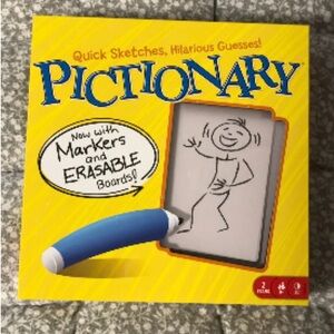 Pictionary Game with Blue Marker and Erasable Board